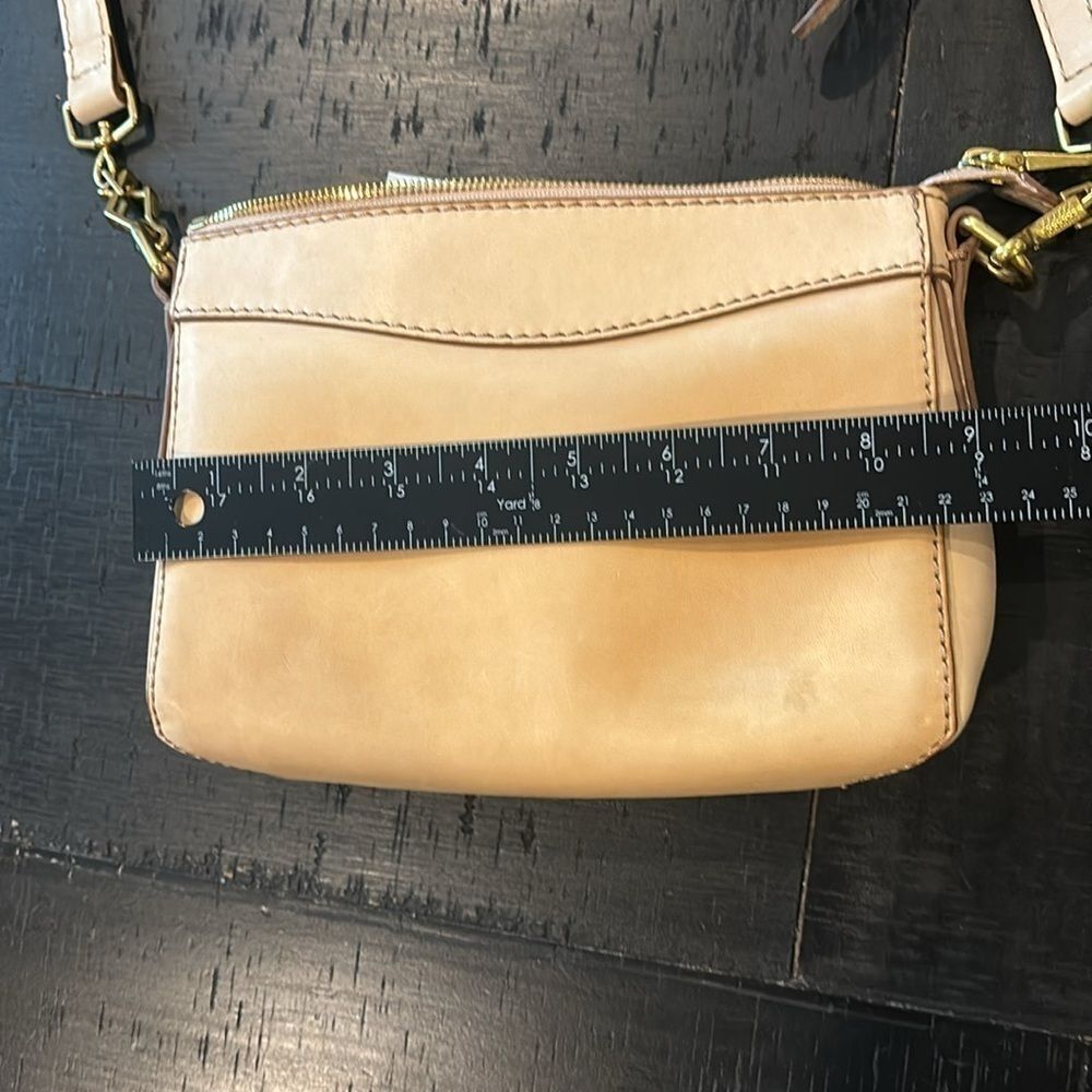 J. Crew Cream Tan Leather Crossbody Classy Gold Hardware Crossbody Bag Purse‌‌‌‍ - Picture 13 of 16